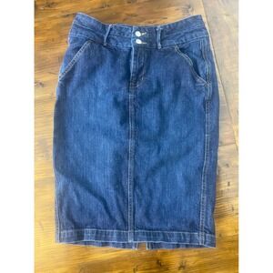 Fresh Ink Dark Wash Denim Pencil Skirt Size 29 Cotton Knee Length SKU E118